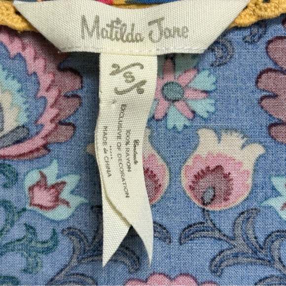 Matilda Jane Womens Dress Small Blue Splendid Floral Sleeveless Mini V Neck - Picture 4 of 5